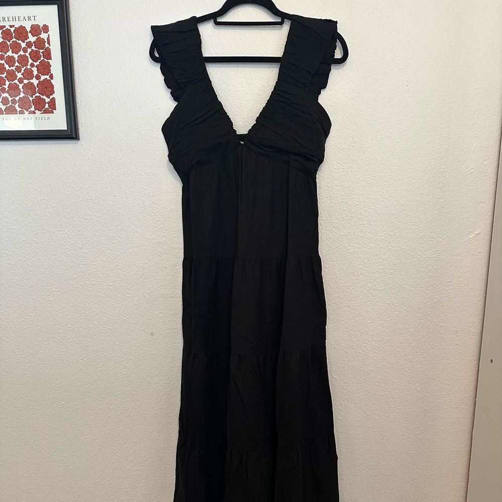 Jason Wu Black Linen Maxi Dress NWT
